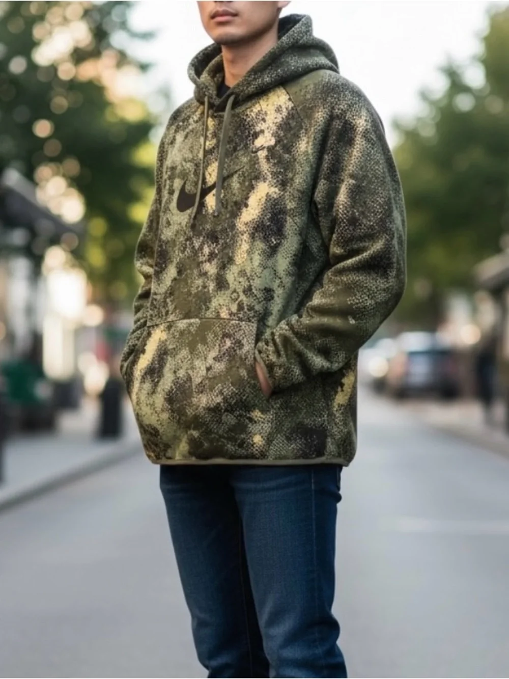 Nike Therma-FIT Men’s Camo Fleece Training Pullover Hoodie NWT Size Large